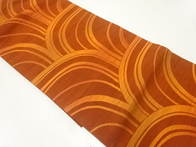 手織り紬抽象模様織出し名古屋帯